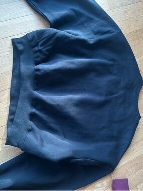 Zara Black Ribbed Crewneck Sweatshirt